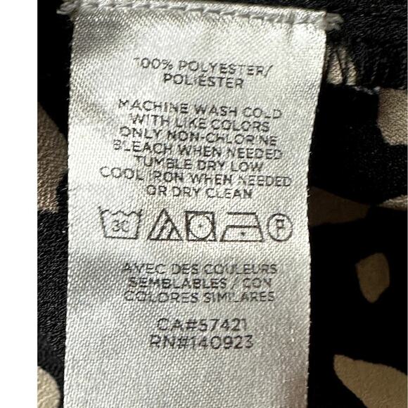 Loft Black Ivory Animal Print Open Back Bow Tie Short Sleeve Blouse Top Women M - Picture 7 of 7